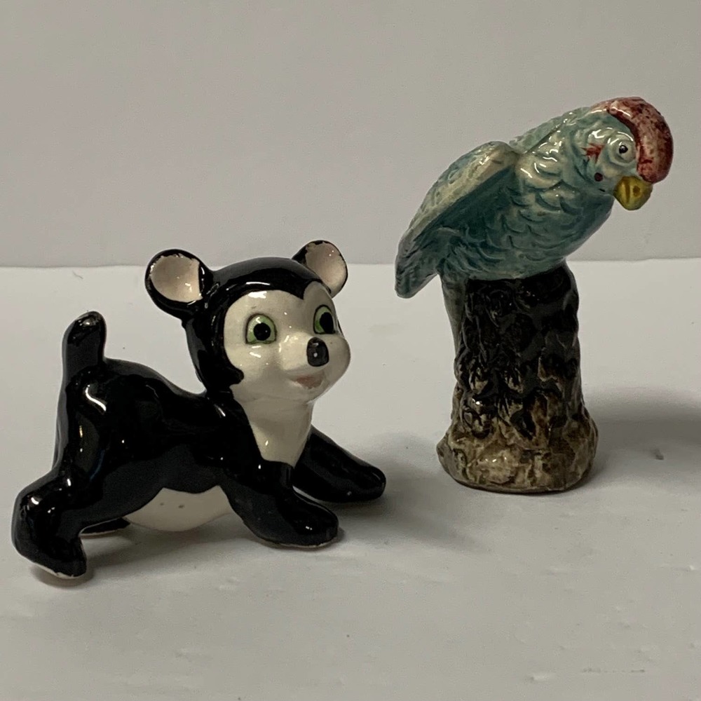 Panda and Parrot Vintage‎ Figurines Set Made in Japan Lot of 2
